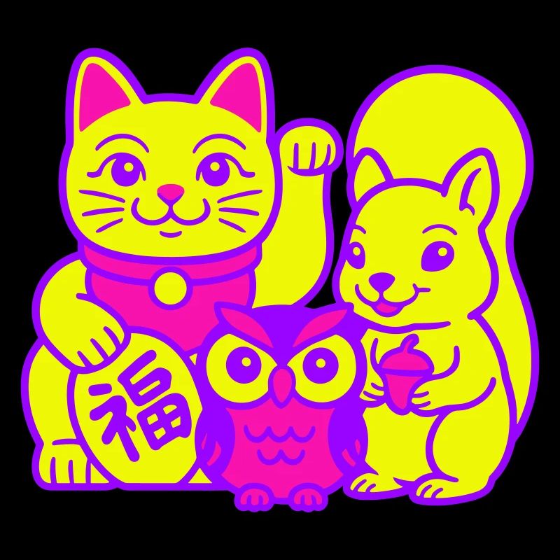 Chat chanceux avec des amis