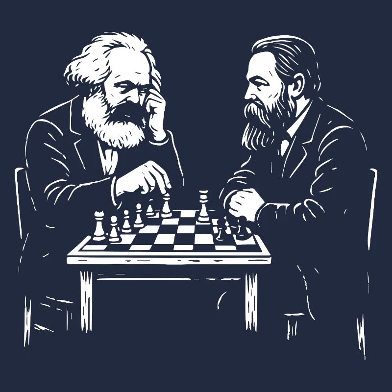 Karl Marx e Friedrich Engels giocano a scacchi