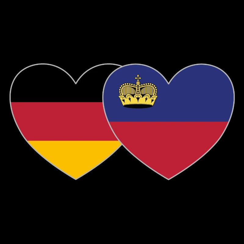 Germany Lichtenstein Flag Heart