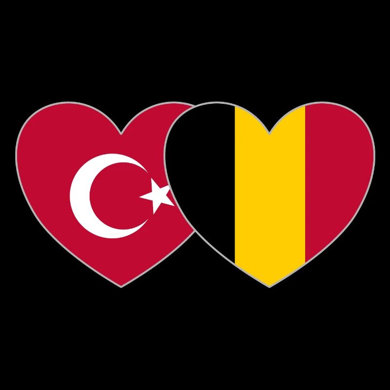 Turkey Belgium Flag Heart