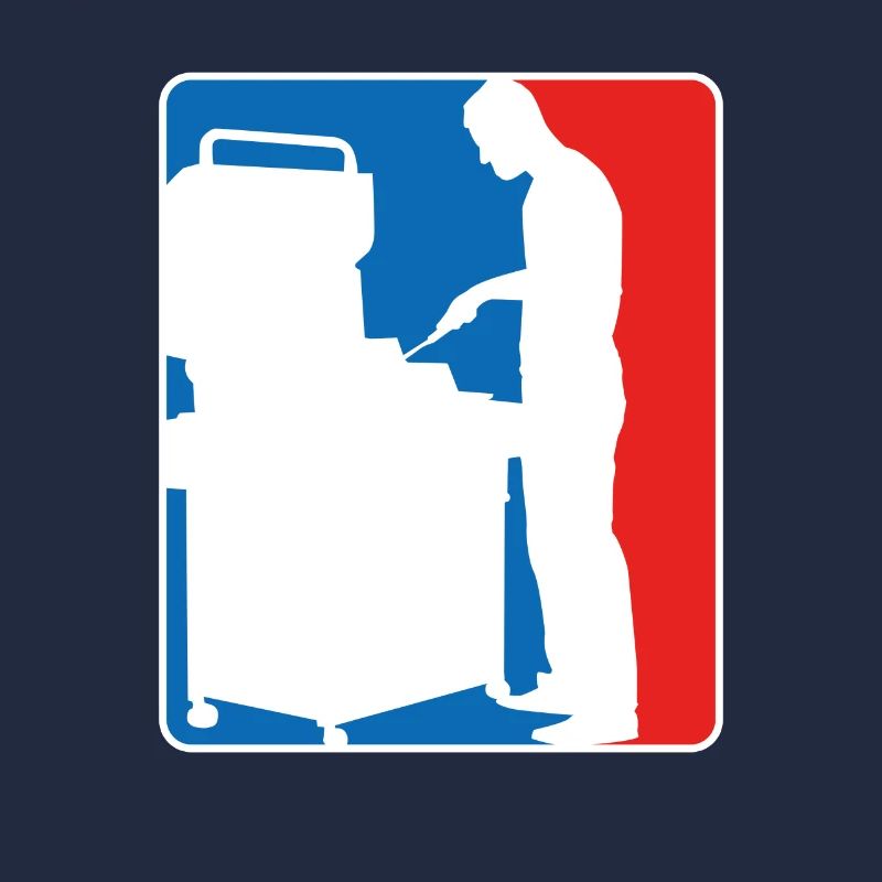 BBQ Grilling Logo Silhouette Blue Red Barbecue