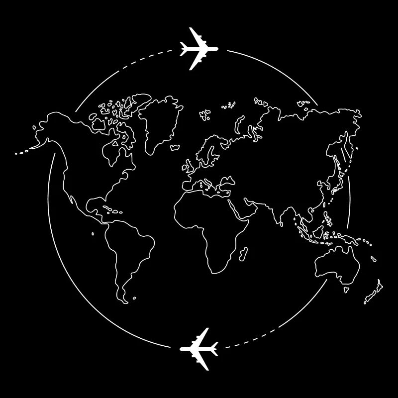 Carte du monde avec des avions