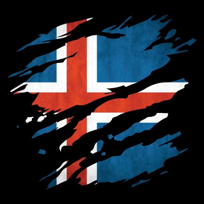 Iceland - National flag, scratches, cracks