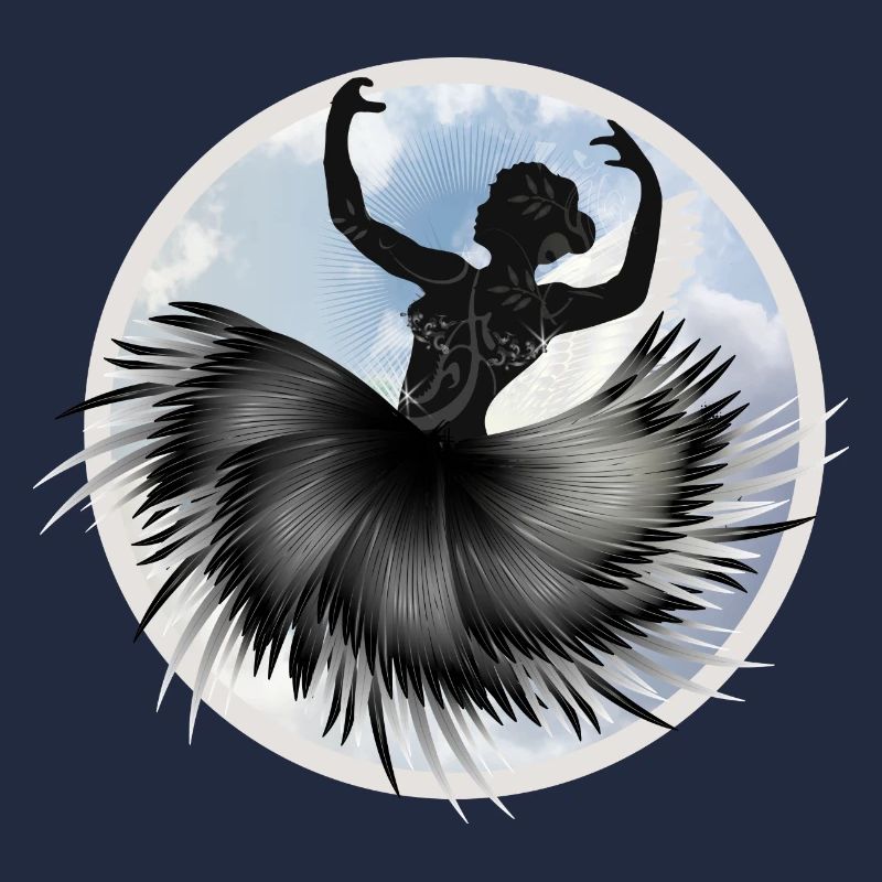Ballet dancer dancing in the clouds with plumage