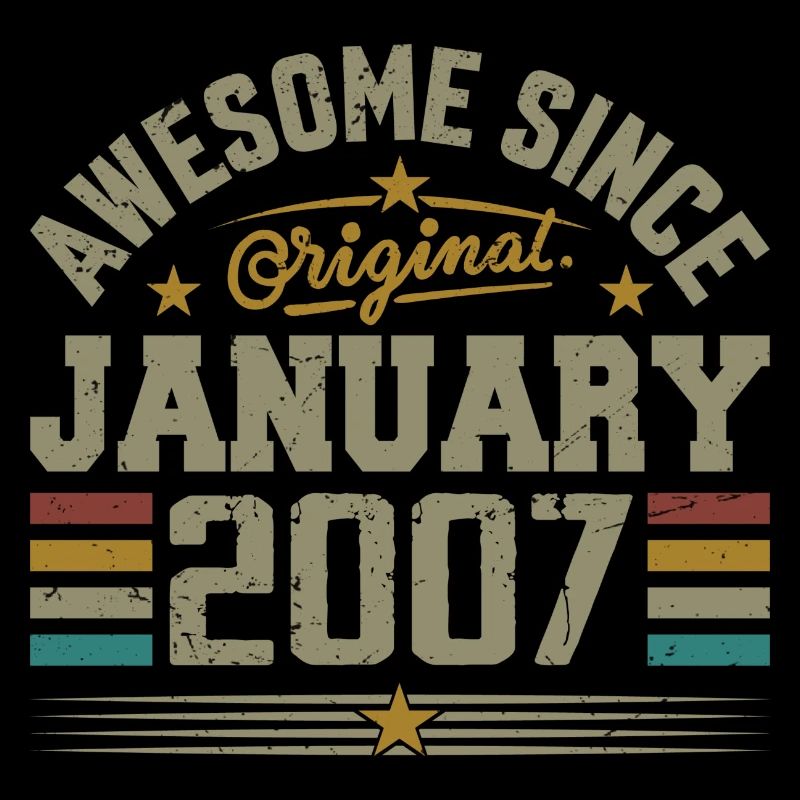 Retro Birthday Gift Born In January 2007