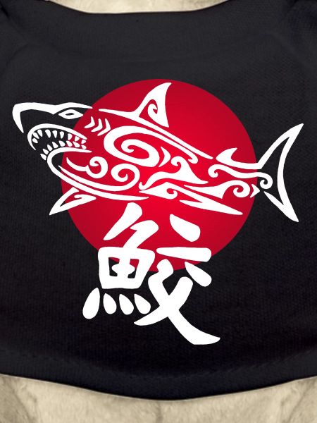 White shark and red sun