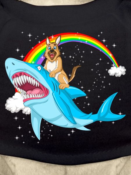 German Shepherd Riding Shark