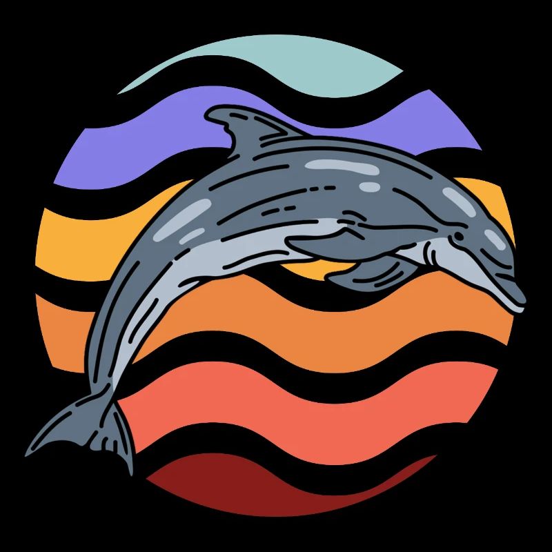 Delfin im Wellenmuster