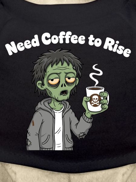 Coffee Zombie Motif Pullover Hoodie