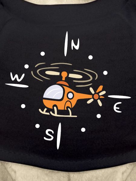 Cartoon Helicopter with Compass Design