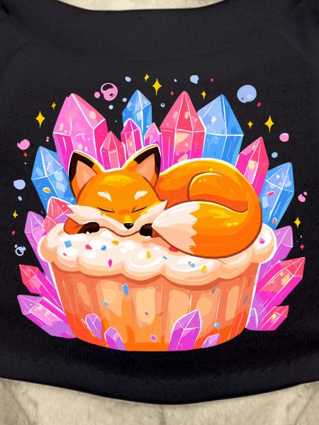 Sleeping fox in crystal cupcake