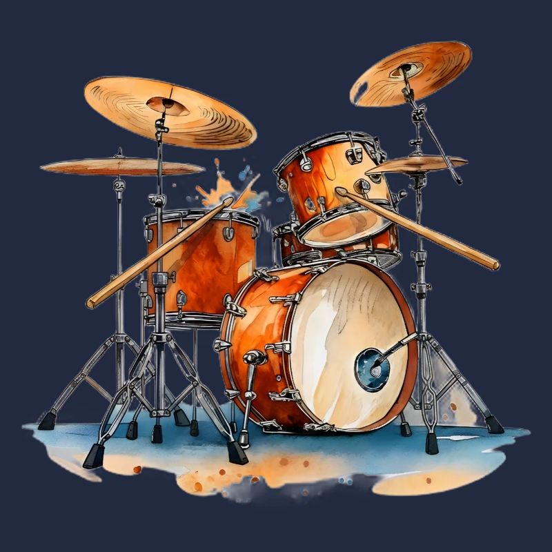 Batterie en aquarelle Instruments de musique