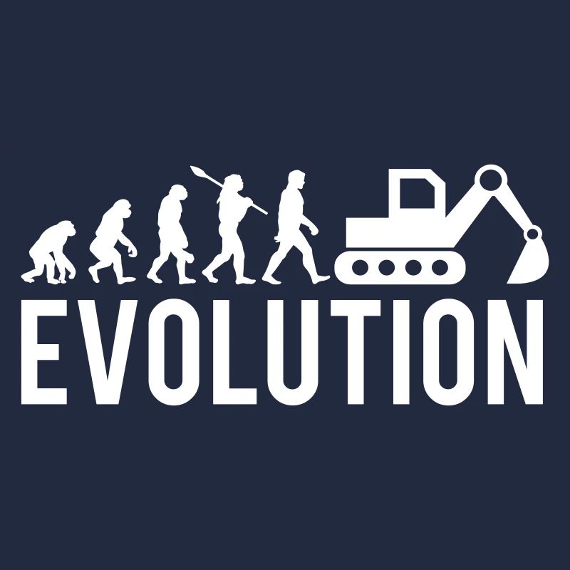 Bagger Baustelle Baggerfahrer Bau lustig Evolution