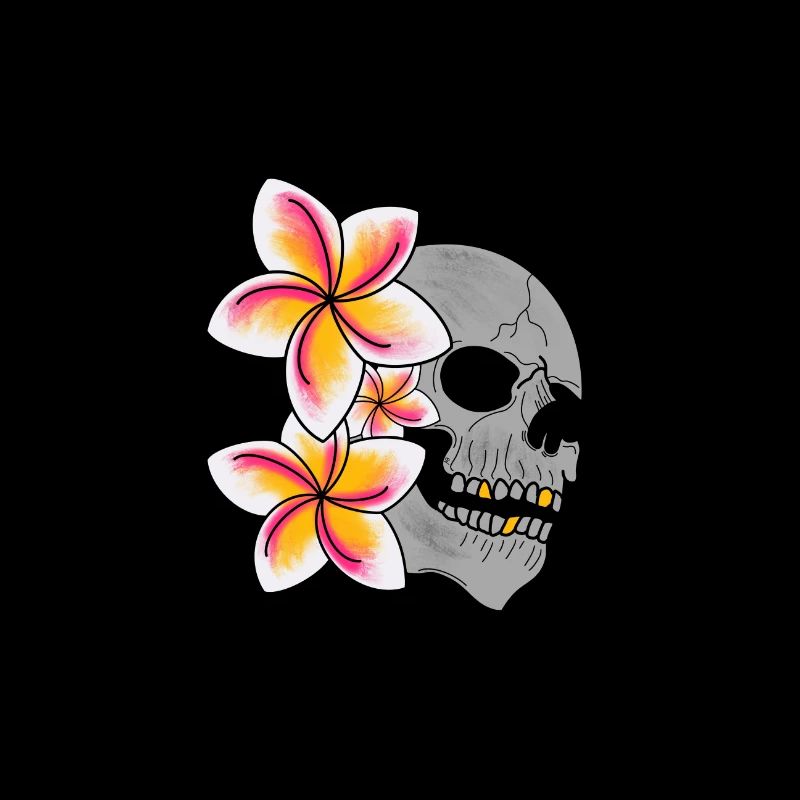 Schädel und Tiare Blumen
