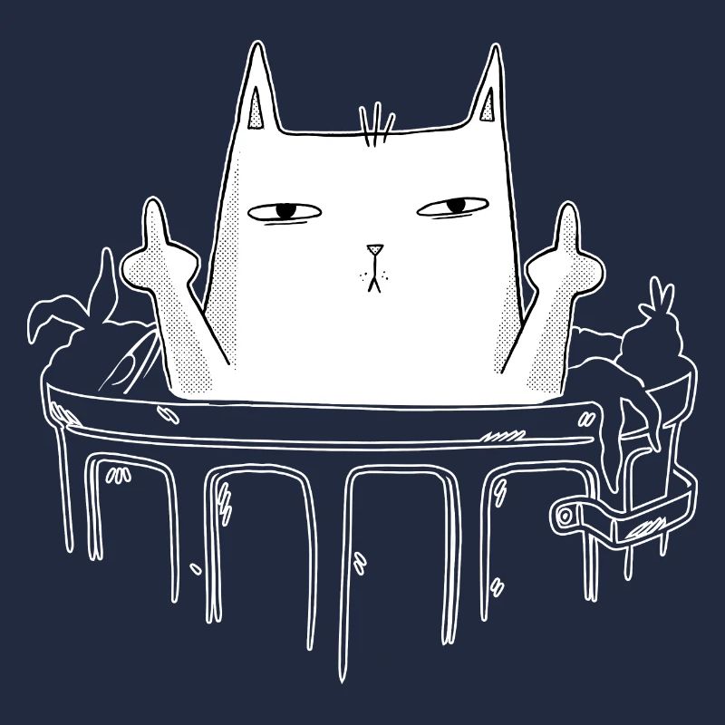 Cat in garbage can shows stinkefinger middle finger