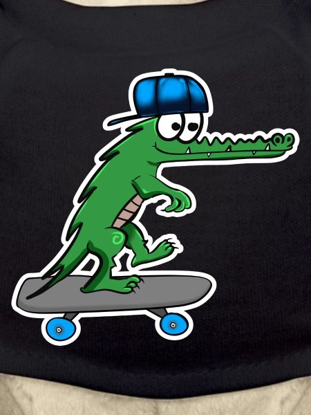 Crocodile with skateboard and cap