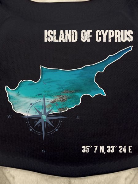 Cyprus Outline Compass Design