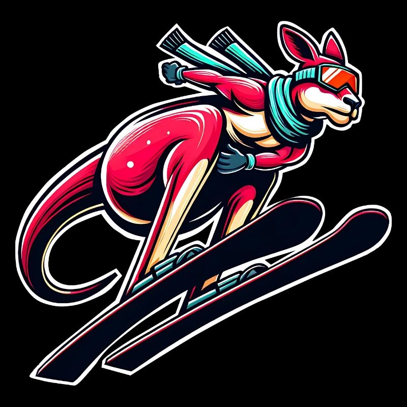 Känguru Beim Skifahren Wintersport Spaß