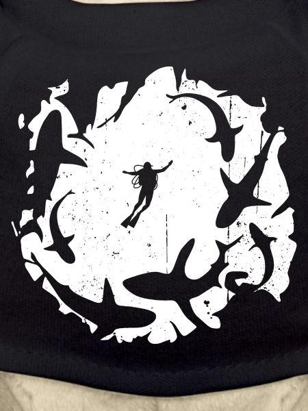 Diver in  Circular Shark Silhouette