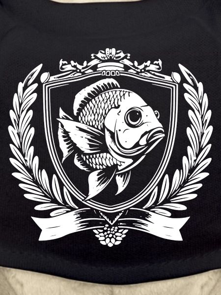 Fisch im Wappen mit Lorbeer