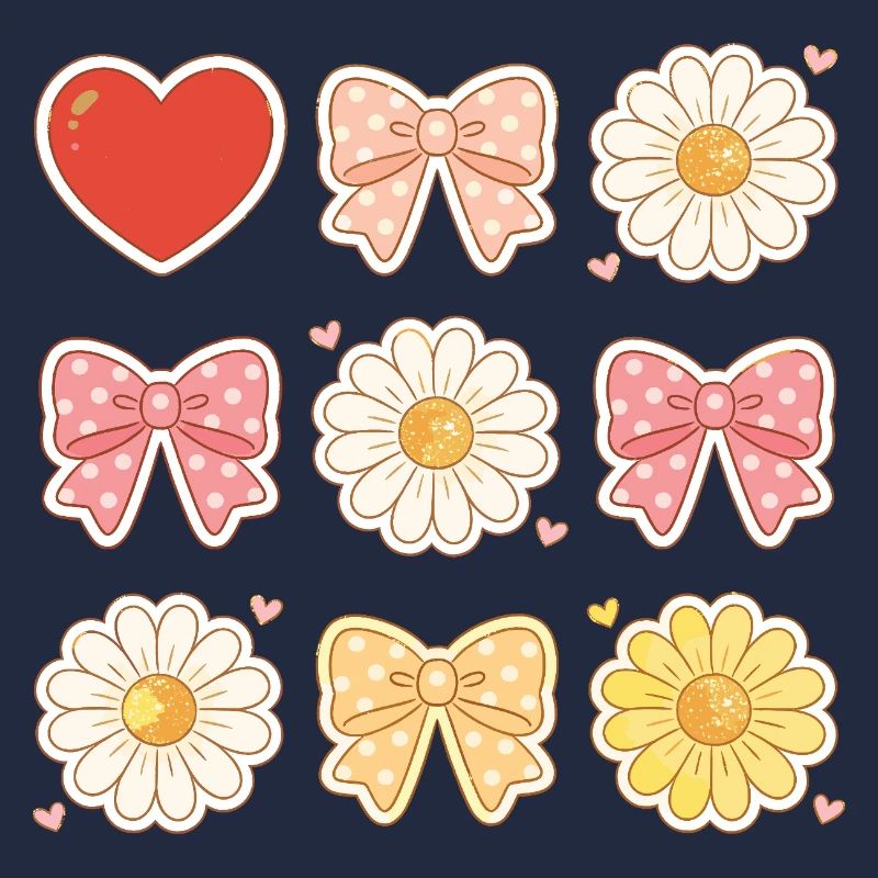 Pastel Daisy Bows Herzmuster
