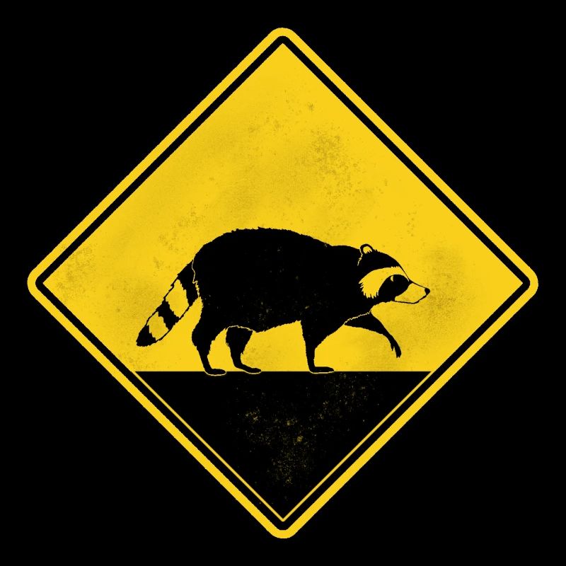 Raton laveur panneau de signalisation jaune