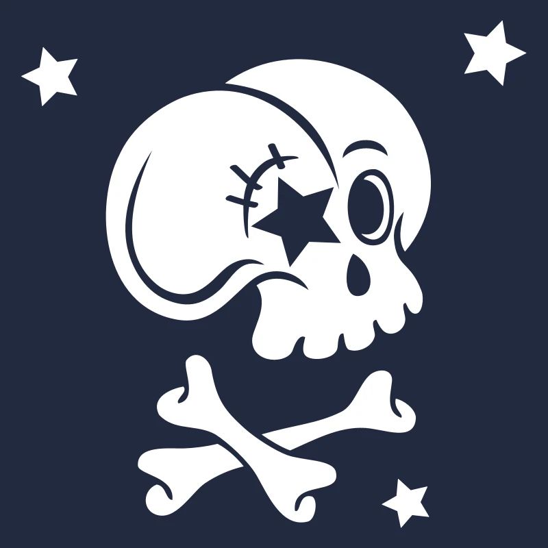 Skull with bones and stars