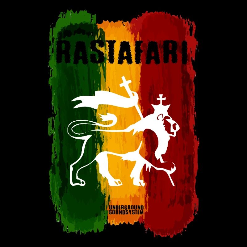 Rastafarian lion on rainbow stripes