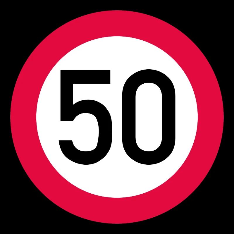 50 ans Attention ! Panneau de signalisation 50 km/h