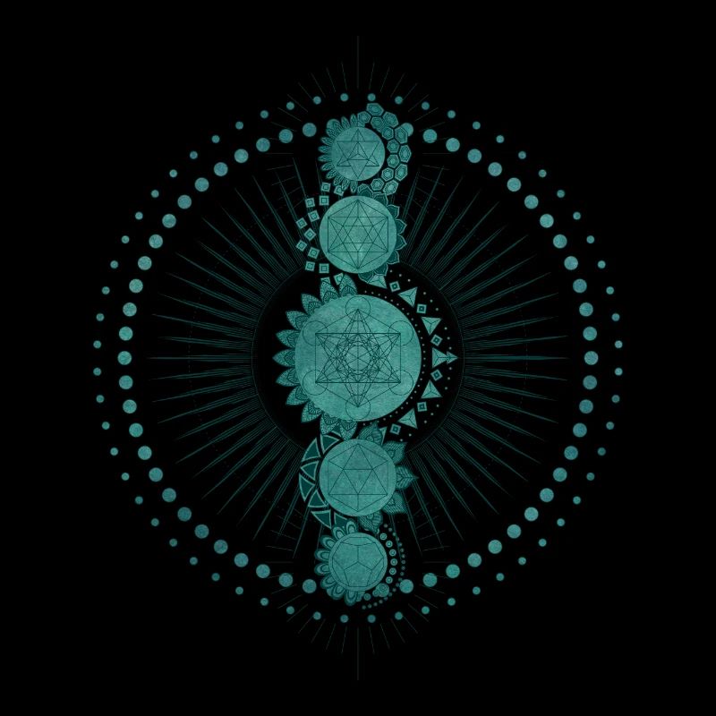 Sacred Geometry Metatron's Cube Teal Transcendence