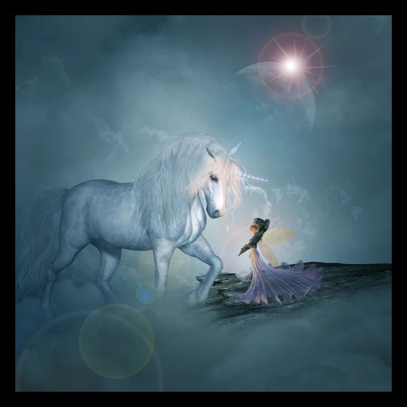 Magnifique licorne avec fée
