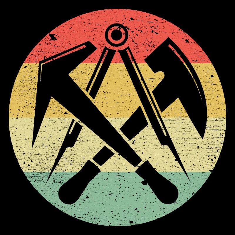 Dachdecker Zunftsymbol Auf Vintage Retro Farben