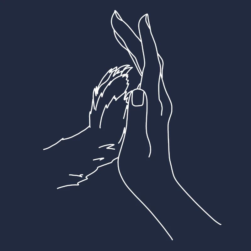 Hand mit Hundepfote hell