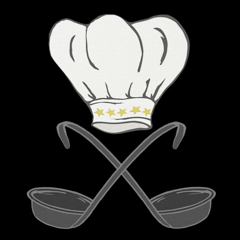 Toque de chef avec louches à soupe, cuisson