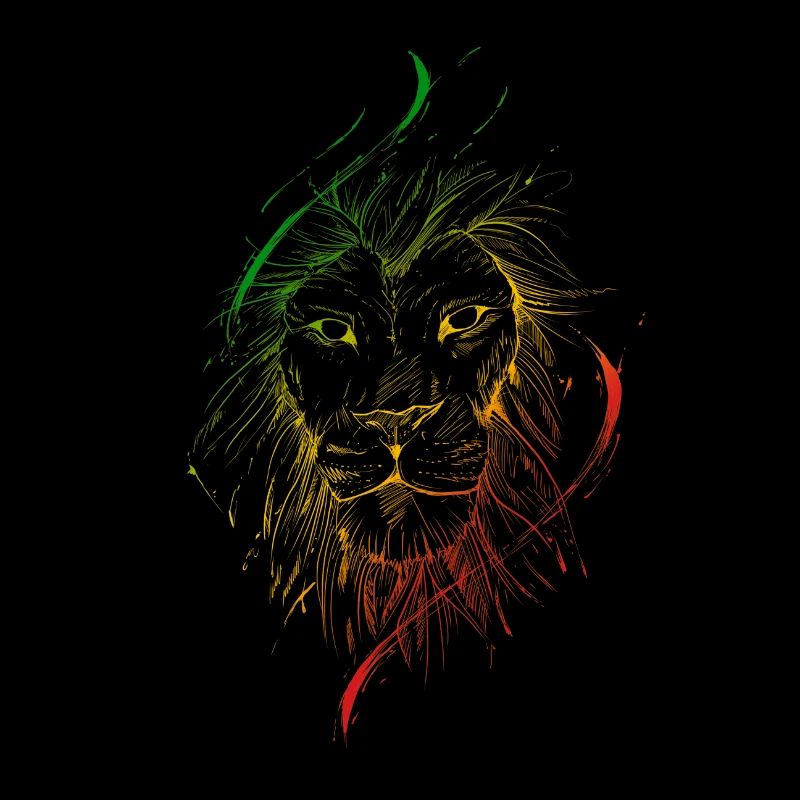 Vert jaune rouge drapeau Tête de lion sketchy