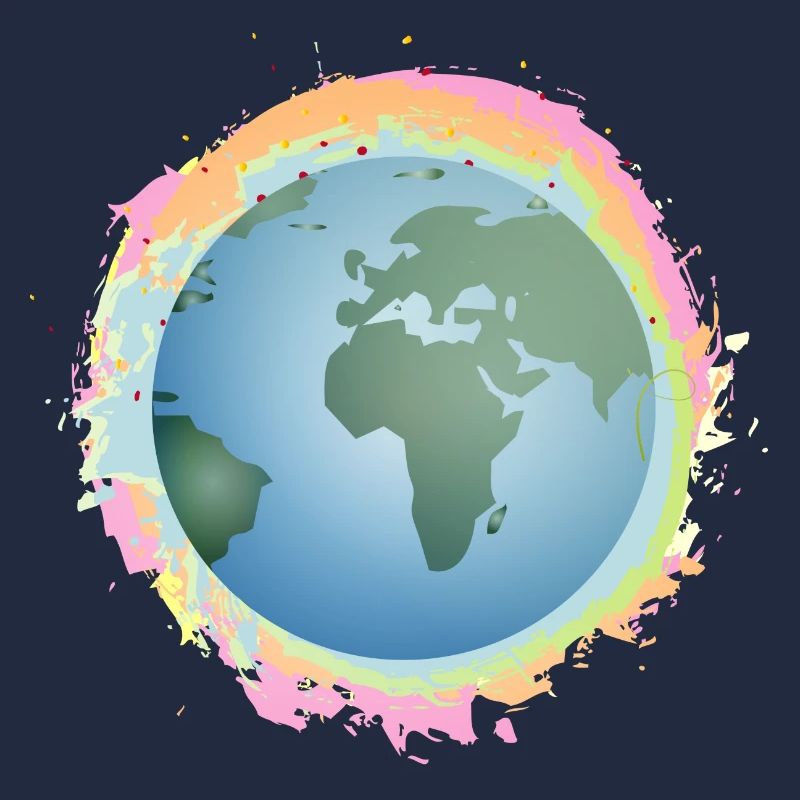 planète Terre colorée avec des continents verts
