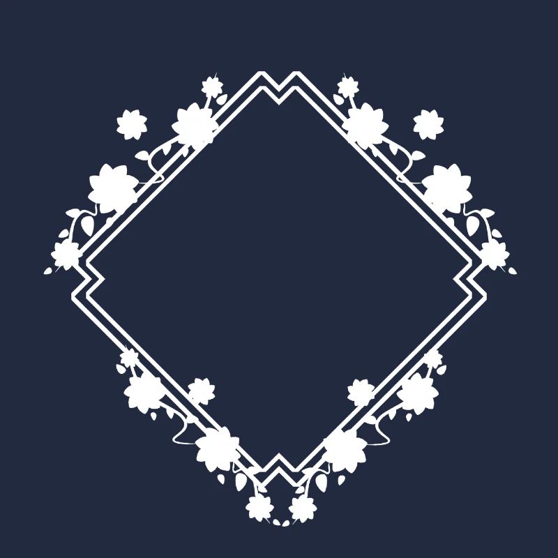 White frame with floral pattern decoration