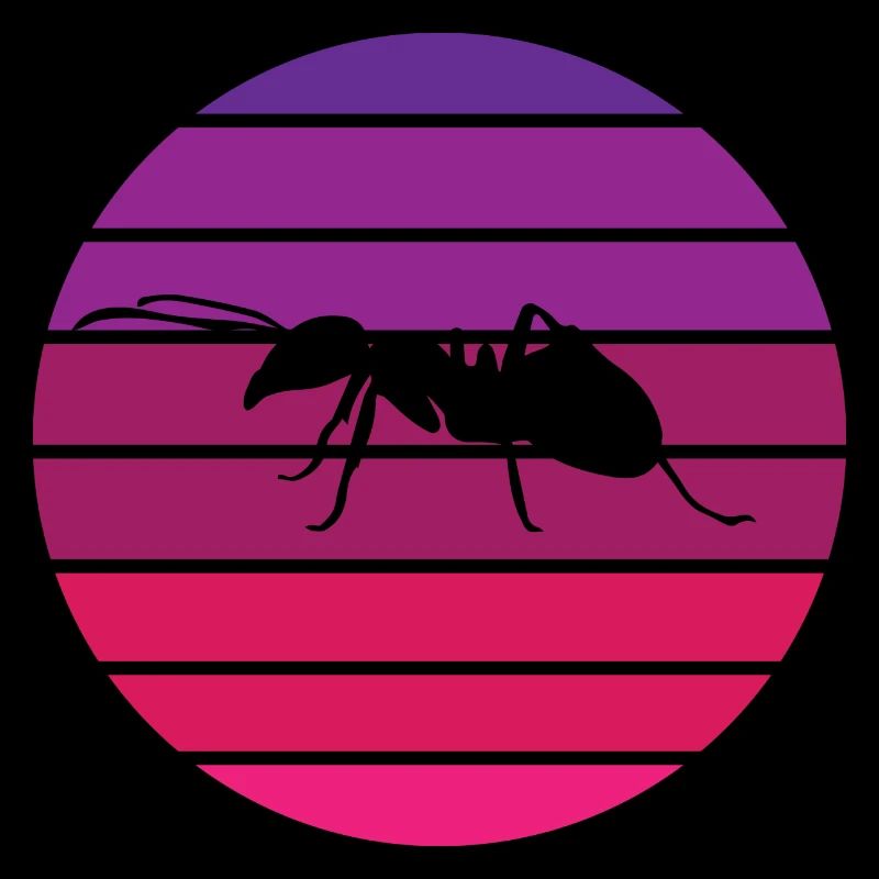 Fourmi - silhouette, cercle, soleil du soir