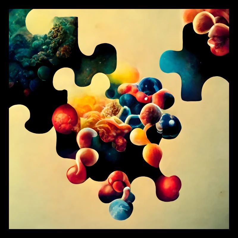 Motif de puzzle avec des molécules