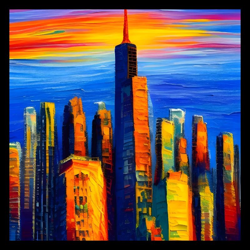 Gratte-ciel de New York au coucher du soleil