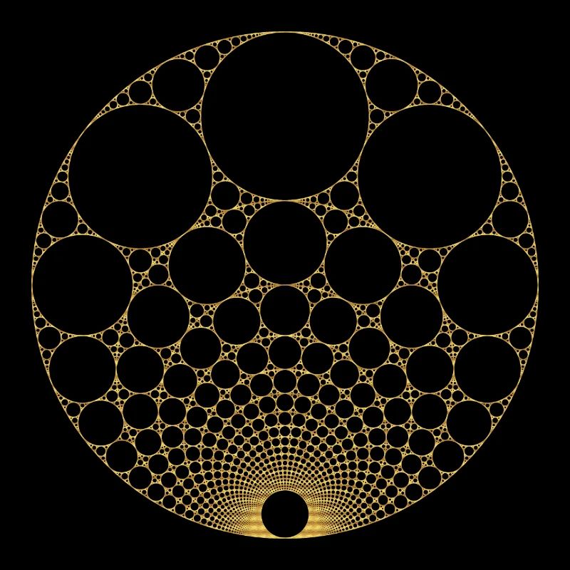 Gold Nested Apollonian Gasket Math Fractal Sacred