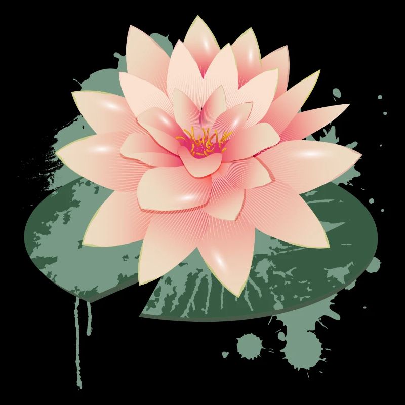 Water lily graffiti with green lily pad