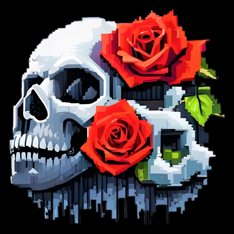 8Bit Skull - Les 2 Roses