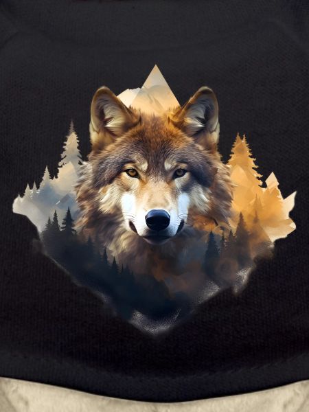 Wolf with mountains