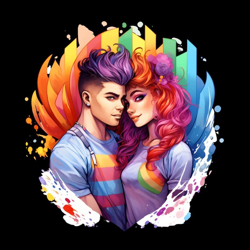 Regenbogenliebe Duo im Farbrausch
