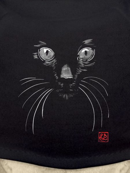 black cat in black
