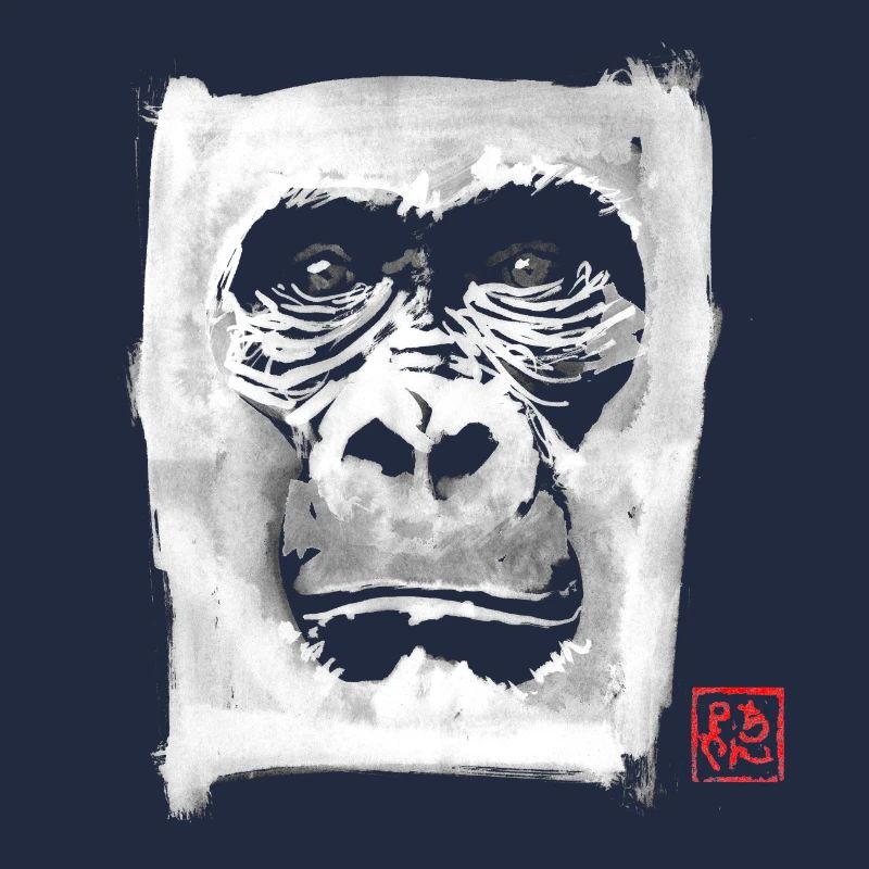 gorilla white in black