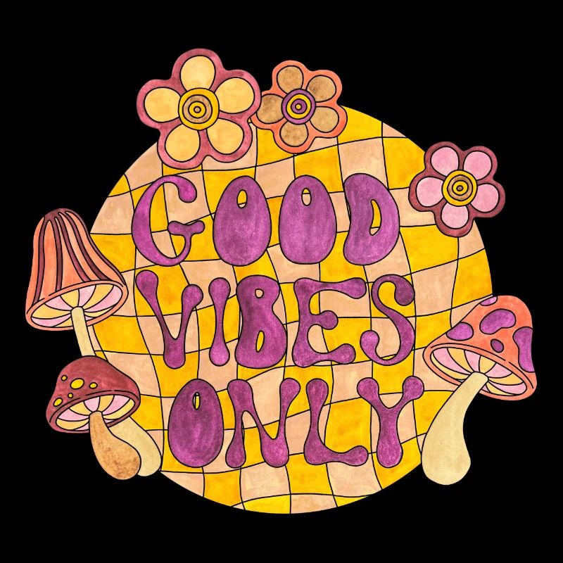 good vibes only 70er funky groovy flower power 60e