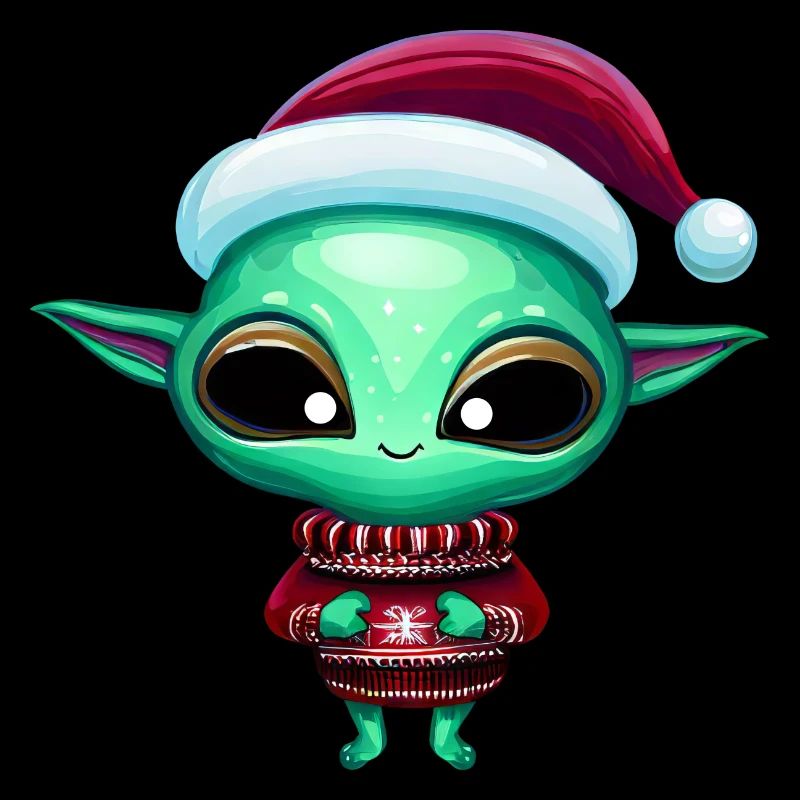 Weihnachtsalien mit Weihnachtsmütze
