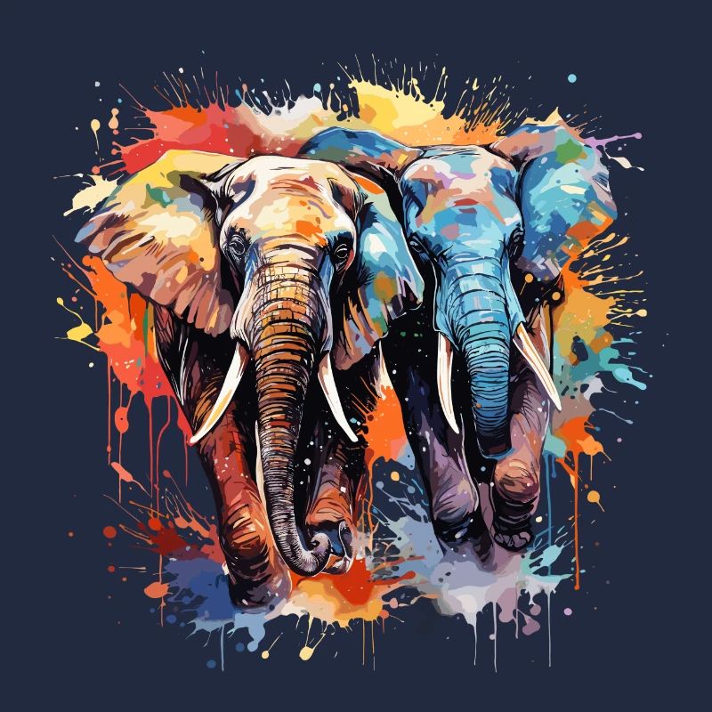 Elefanten in Farbe mit Spritzer